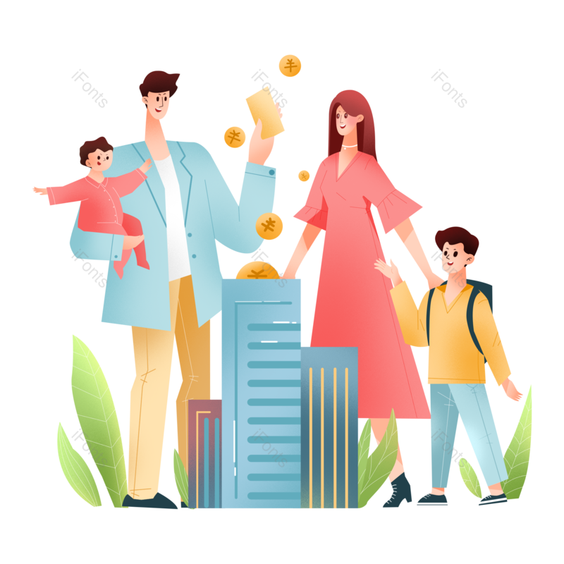 保护图片,父母元素,一家人PNG,家庭免抠素材